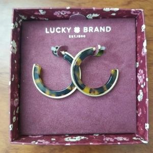 Lucky Brand Turtoise and Gold hoop earrings